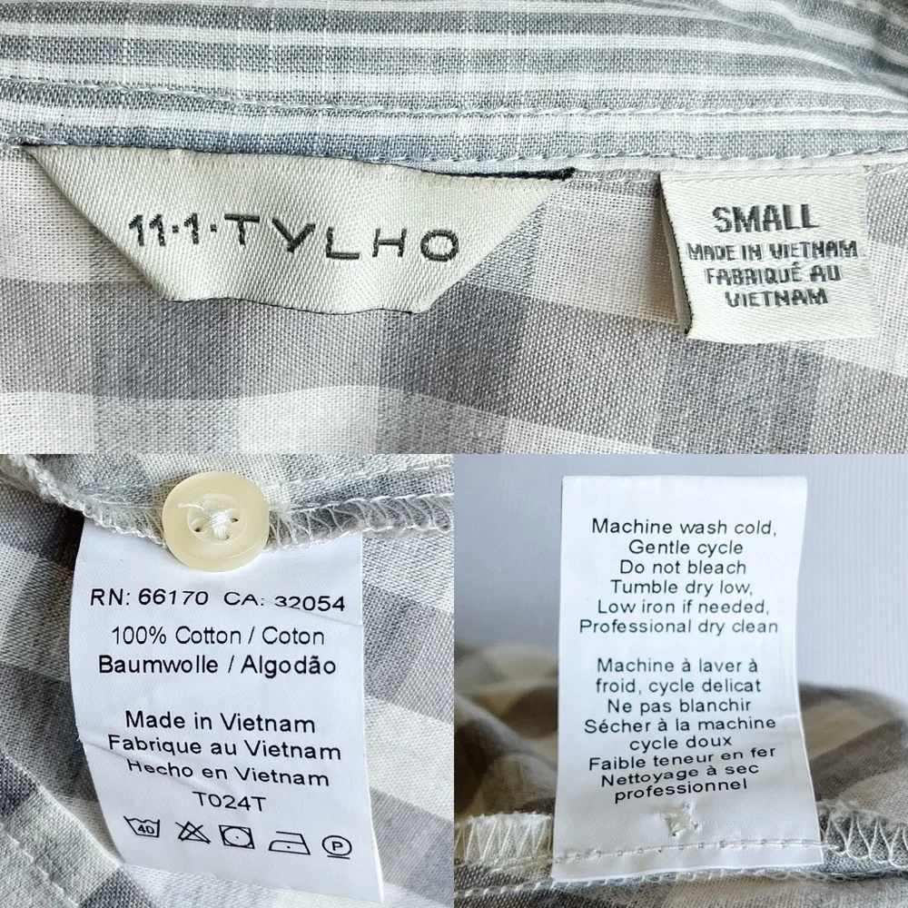 Anthropologie 11 1 Tylho Gingham Peplum Button Down Shirt Women’s Top Small